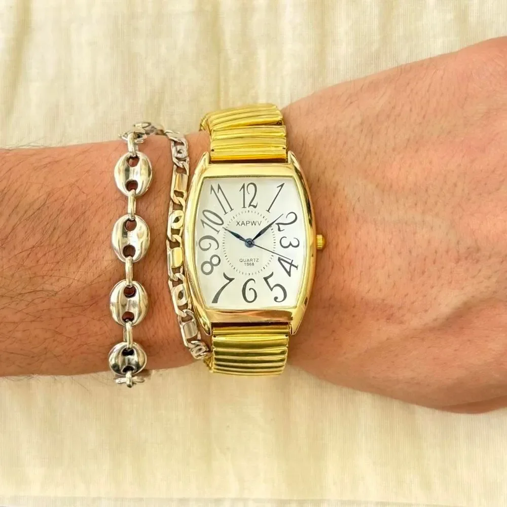 y2k gold square stainless steel quartz luxury watch